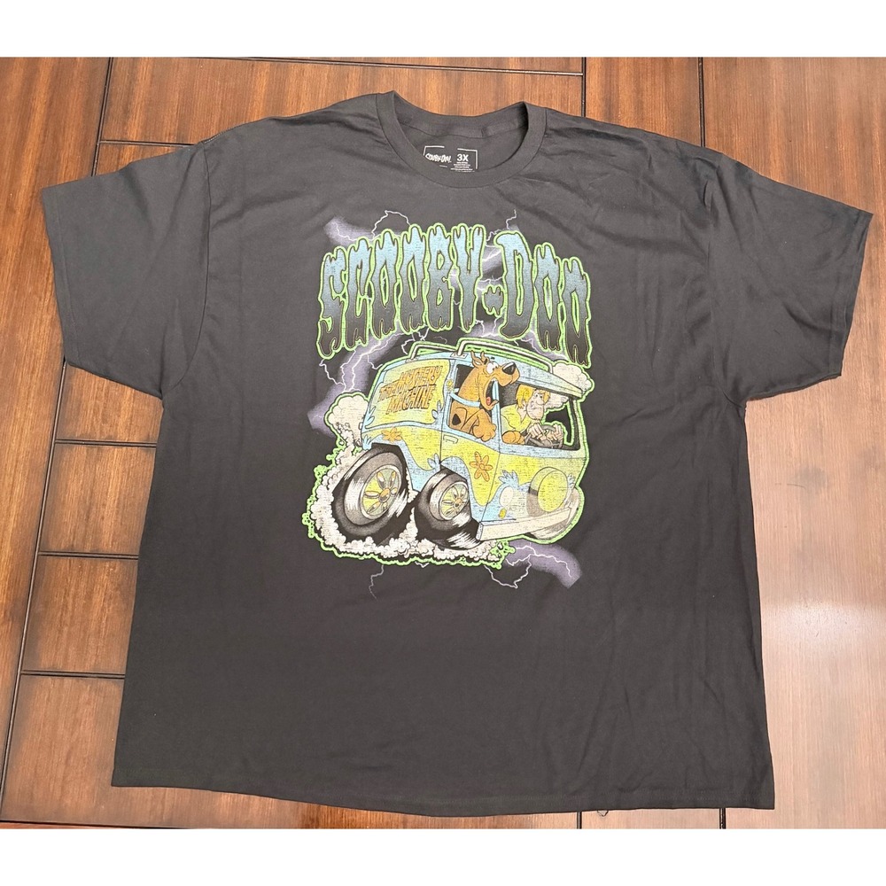 NWOT Scooby-Doo Mystery Machine Graphic Tee Mens 3X Black Cotton Short Sleeve